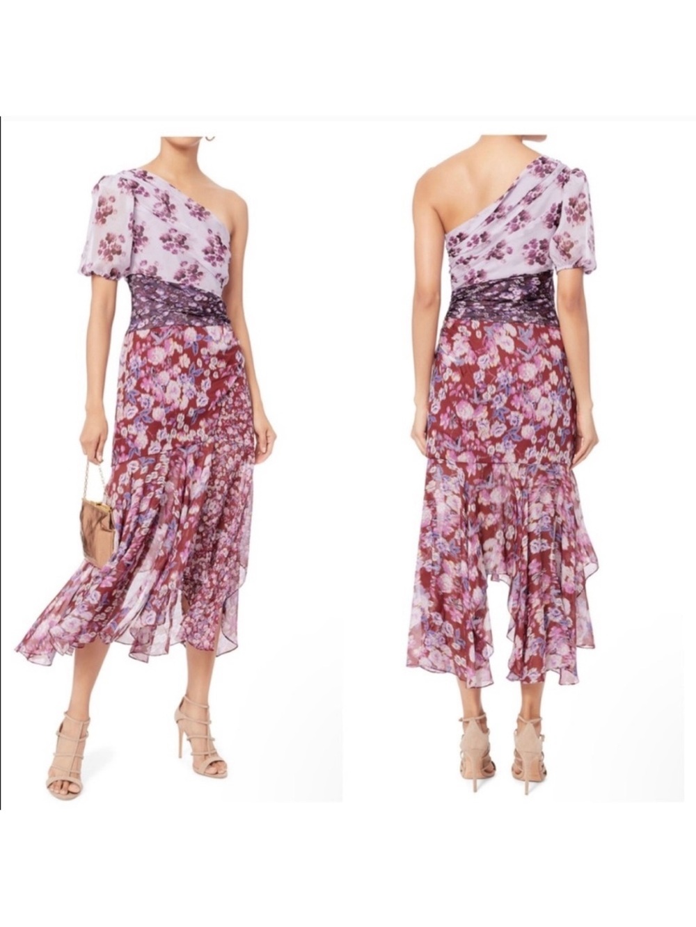 AMUR Silk Purple Floral Dress